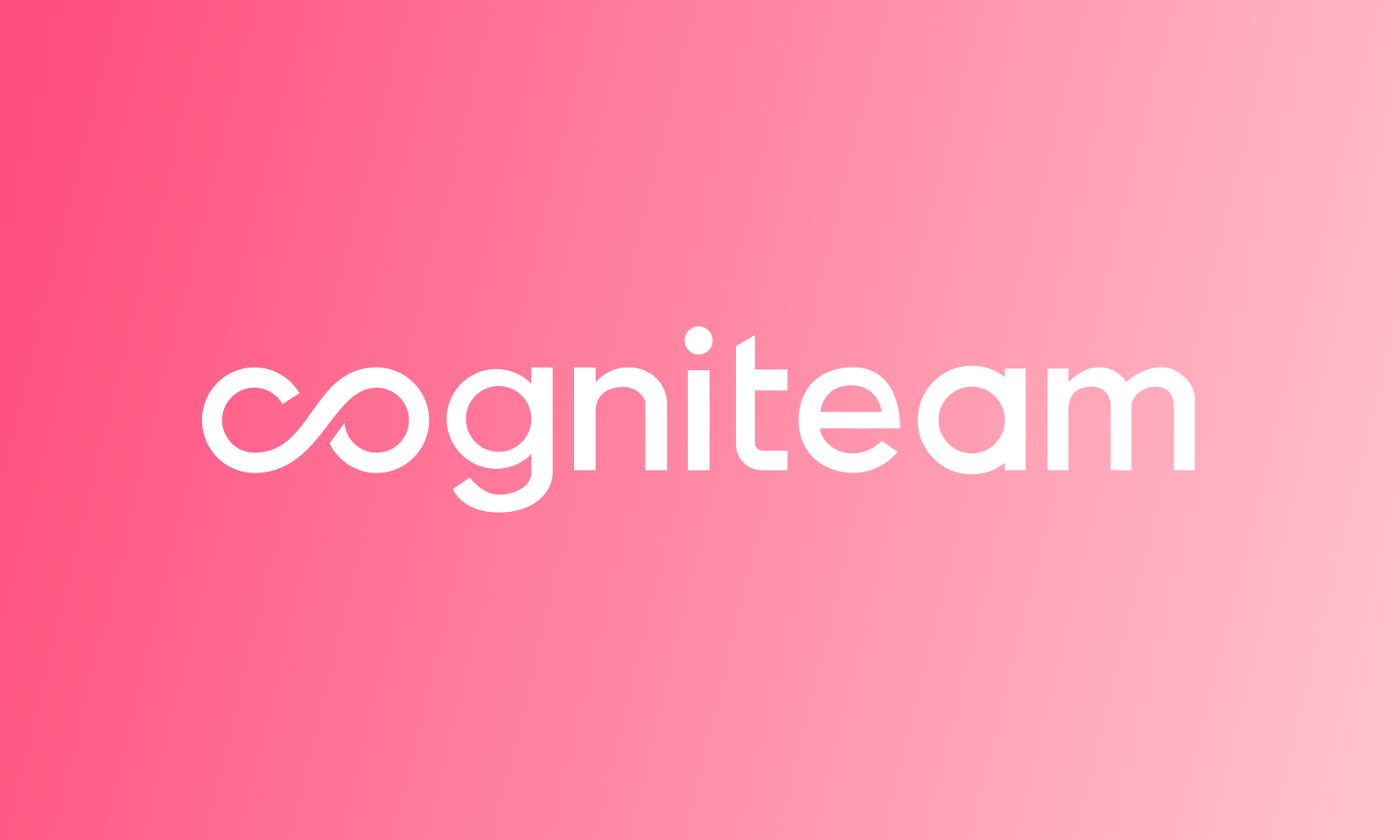 White cogniteam text with an infinity symbol for the c on a pink gradient background.