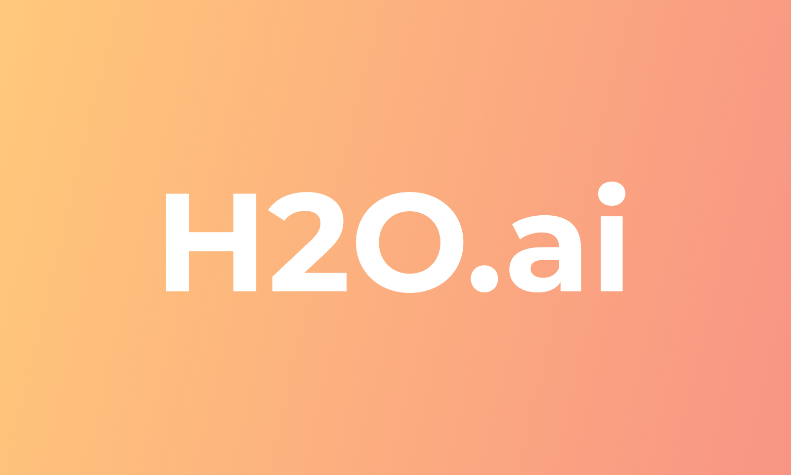 The image features the text H2O.ai centered on a gradient background transitioning from yellow on the left to pink on the right.