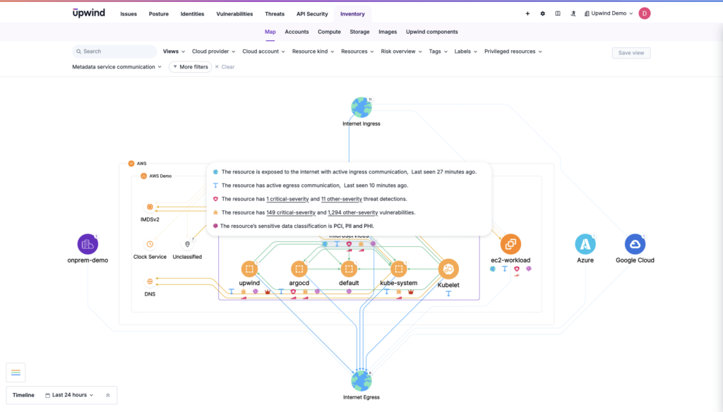 Active egress communication and critical threat detections highlighted in multi-cloud environments