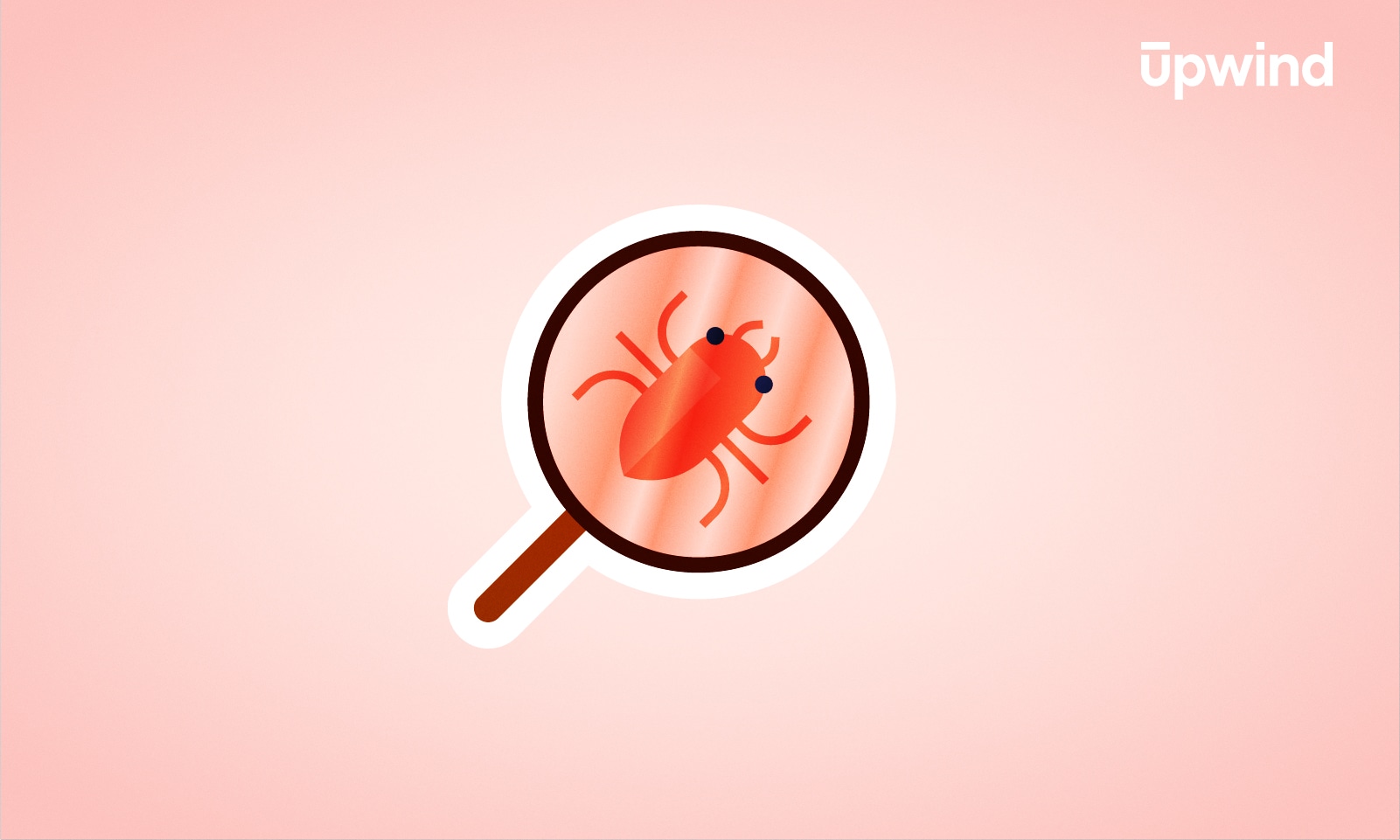 A magnifying glass focusing on a red bug icon against a light pink background, with What is a CVE? in the upper right corner.