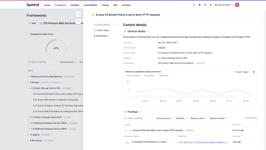 A security scan highlights a misconfigured S3 bucket so teams can address their user-managed responsibilities with improved visibility