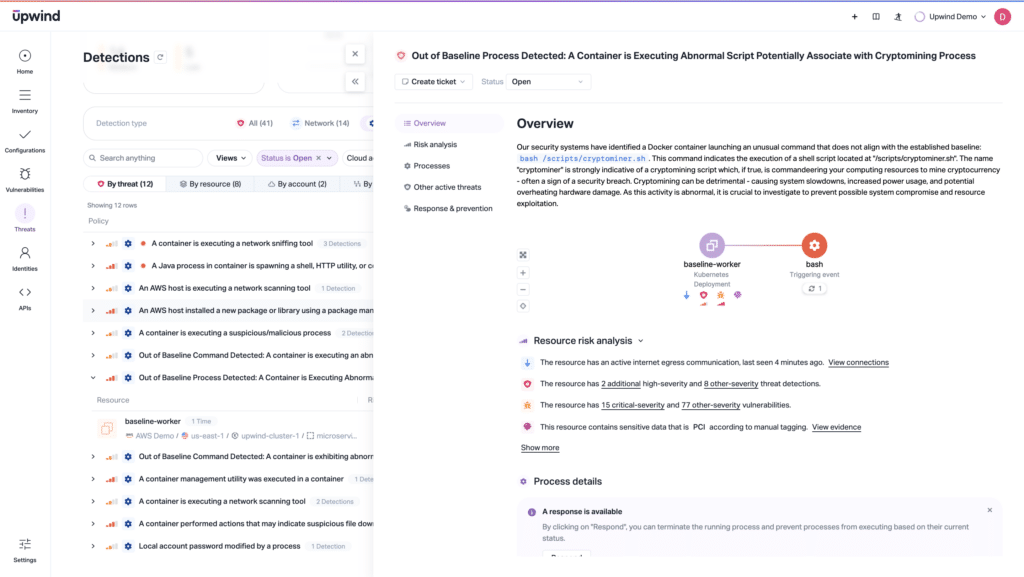 With a comprehensive CNAPP, behavioral analysis runtime anomalies that can point to zero-day exploits are caught via machine learning so even new vulnerabilities can’t undermine app security.